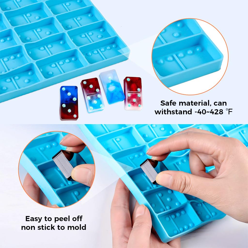 HASTHIP Domino Resin Molds, Standard 28 Cavities Silicone Molds for Pendant Candy Chocolate Clay Mold Clay Molds Silicone Dominoes Molds for DIY Craft HASTHIP Domino Resin Molds, Standard 28 Cavities Silicone Molds for Pendant Candy Chocolate Clay Mold Clay Molds Silicone Dominoes Molds for DIY Craft